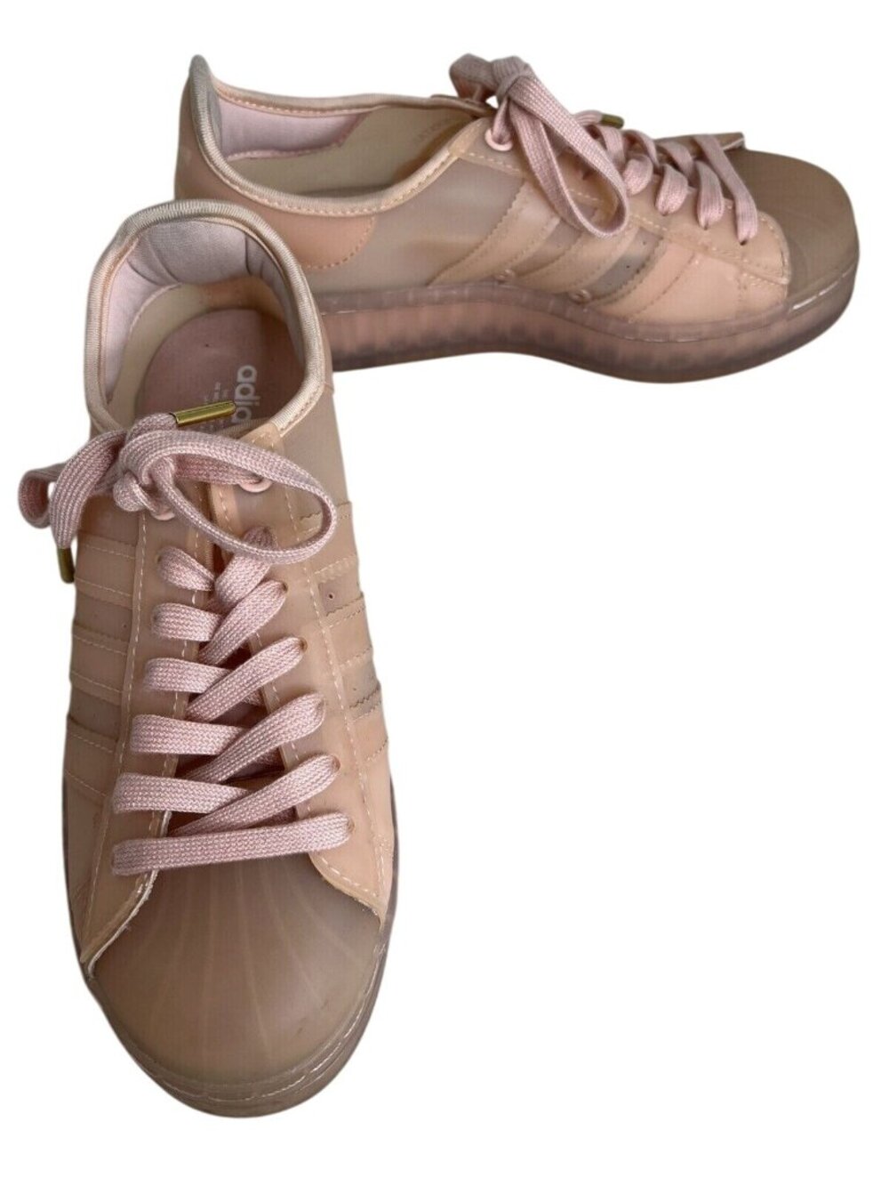 Adidas Womens Pink Jelly Sneakers Size 7 Transparent Shell Toe Casual Shoes